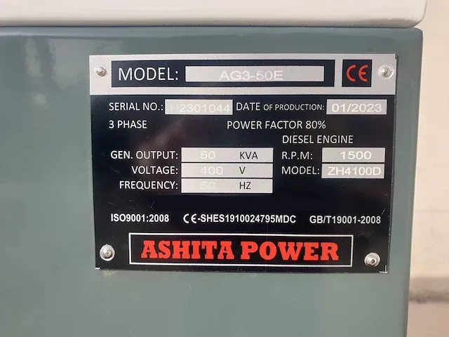 2023 ashita ag3-50e stroomgenerator - afbeelding 8 van  16