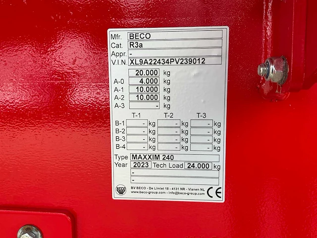 2023 beco maxxim 240 grondverzetkipper michelin - afbeelding 10 van  18