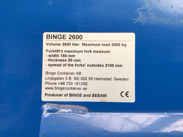 2023 binge 2600 afvalcontainer - afbeelding 5 van  5