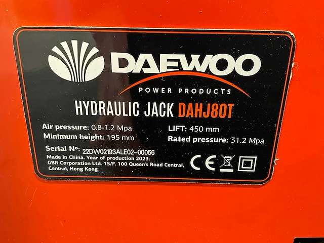 2023 daewoo dahj 80t hydrolic garagekrik - afbeelding 14 van  15