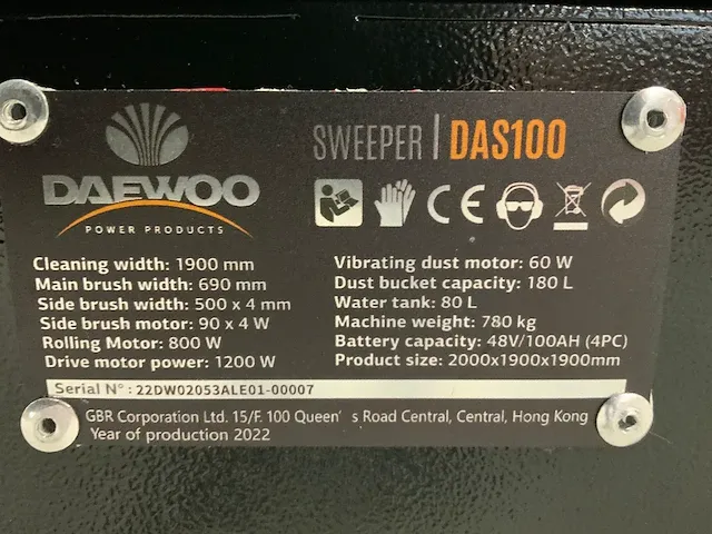 2023 daewoo das100 cabine veegmachine - afbeelding 11 van  26