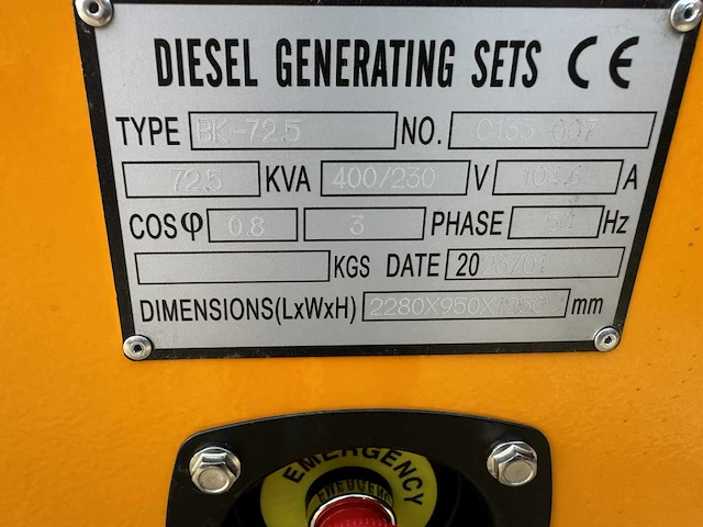 2023 diesel generating sets bk-725 stroomgenerator - afbeelding 7 van  8