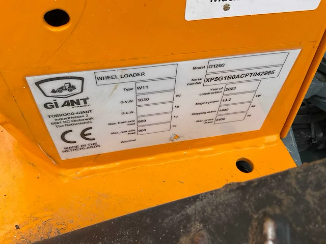 2023 giant g1200 minishovel - afbeelding 5 van  17