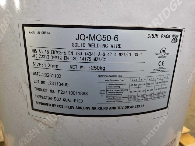 2023 golden bridge jq mg50-6 lasdraad 1.2mm - afbeelding 2 van  2
