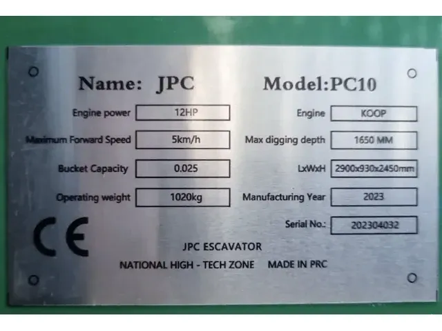 2023 jpc pc10 minigraafmachine - afbeelding 6 van  14