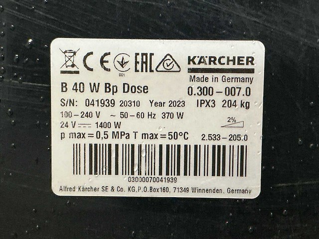 2023 kärcher b 40w bp dose vloerreiniger - afbeelding 3 van  11