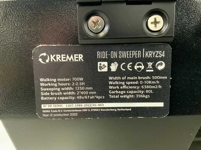 2023 kremer kryzs4 zit veegmachine - afbeelding 9 van  21