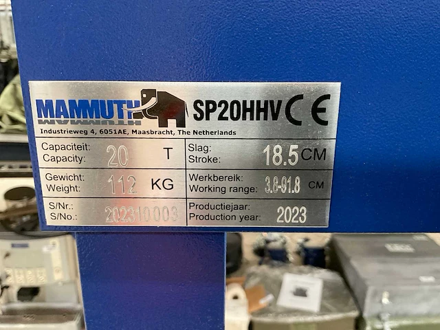 2023 mammuth sp20hhv werkplaatspers - afbeelding 8 van  8