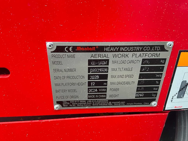 2023 mantall xe-140w hoogwerker - afbeelding 8 van  20
