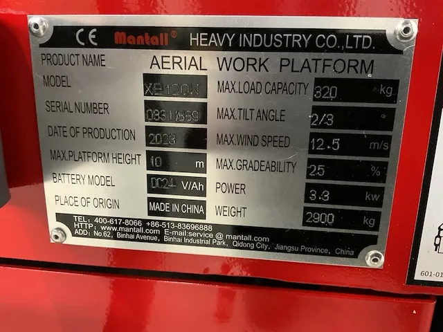 2023 mantall xe120w schaarhoogwerker 12m - afbeelding 4 van  19