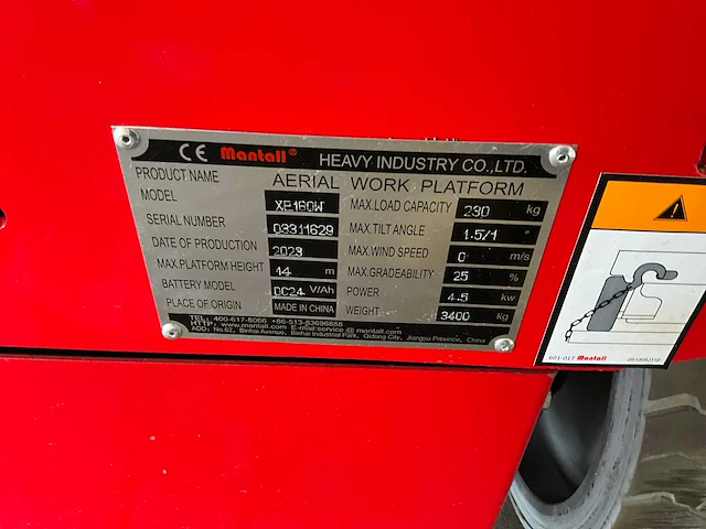 2023 mantall xe160w hoogwerker - afbeelding 4 van  12