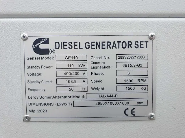 2023 nidec cummins 110kva stroomgenerator - afbeelding 11 van  19