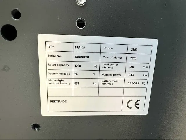 2023 noblelift pse12b 3,6 meter elektrische stapelaar - afbeelding 10 van  18