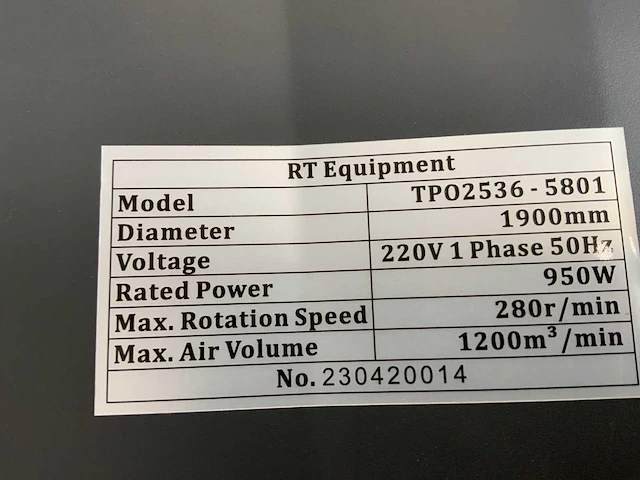 2023 rte 5801 ventilator 190cm - afbeelding 8 van  8