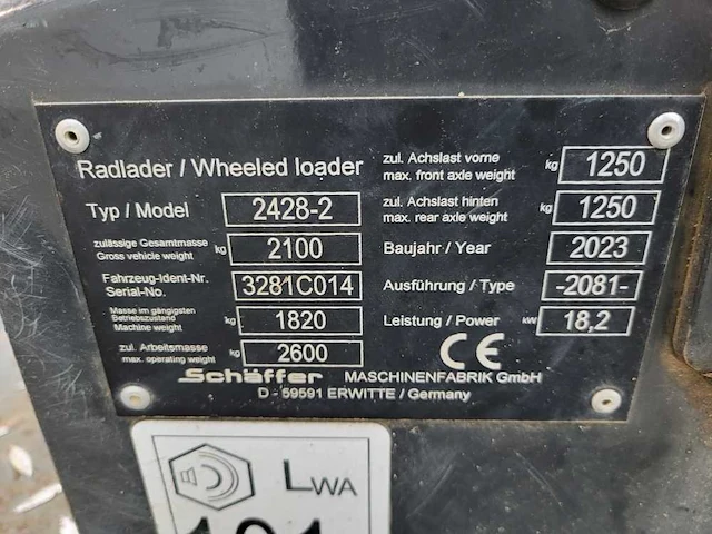 2023 schaffer 2428 - 2 shovel / wiellader - afbeelding 14 van  14