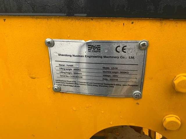 2023 shandon nuoman engineering machinery co ld30 vorkheftruck - afbeelding 11 van  20