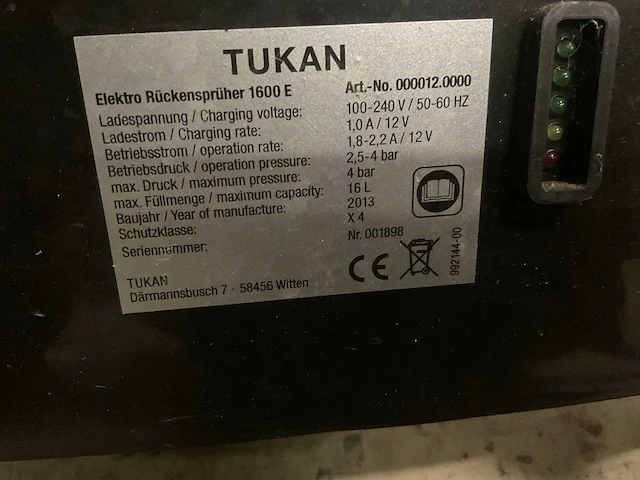 2023 tukan 1600 e rugspuit - afbeelding 4 van  4