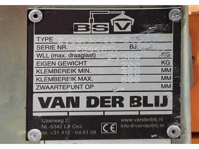 2023 van der blij 2100mk408-2,5 bsv mechanische blokkenklem - afbeelding 7 van  7