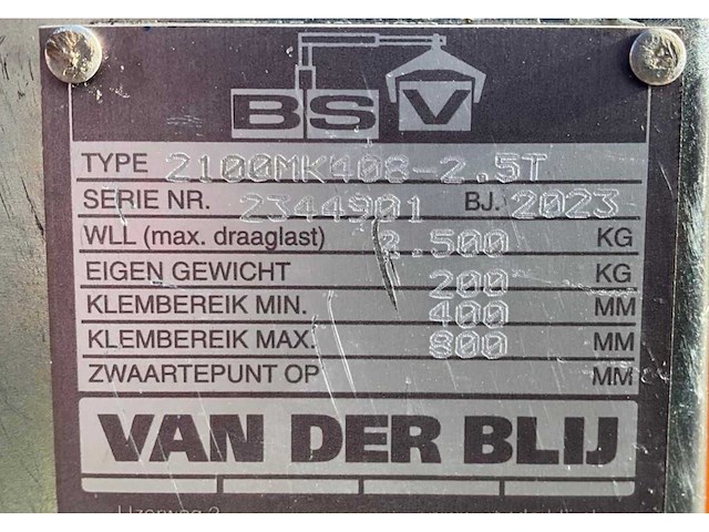 2023 van der blij 2100mk408-2,5 bsv mechanische blokkenklem - afbeelding 6 van  14