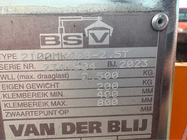2023 van der blij 2100mk408-2,5 bsv mechanische blokkenklem - afbeelding 5 van  13