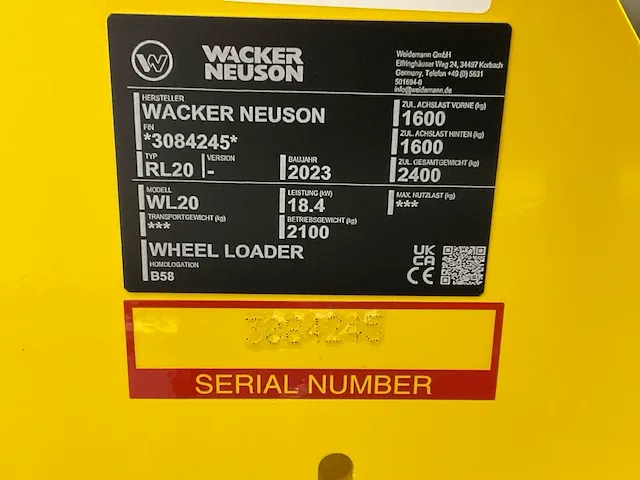 2023 wacker neuson wl20 wiellader - afbeelding 24 van  30