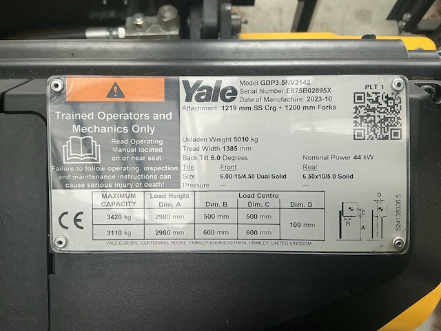 2023 yale gdp 3.5n vorkheftruck (ongebruikt) - afbeelding 10 van  18