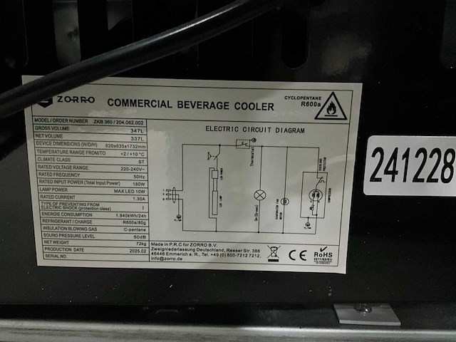 2023 zorro zkb 360 glasdeur koelkast - afbeelding 5 van  5