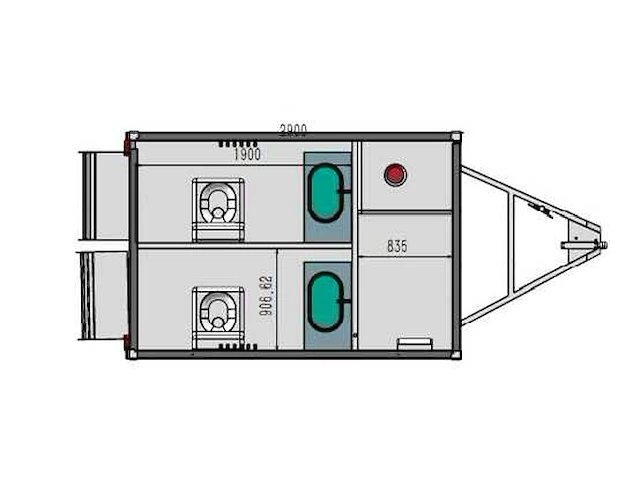 2024 2 pers. 3956x1986x2784 aanhangwagen / sanitairunit / toiletunit - afbeelding 25 van  31