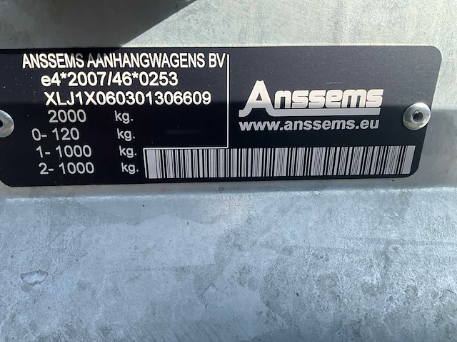 2024 anssems dlkv tandemas aanhangwagen - afbeelding 7 van  15
