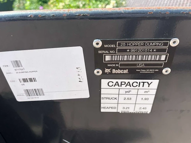 2024 bobcat 2,5m3 hopper dumperbak - afbeelding 4 van  4