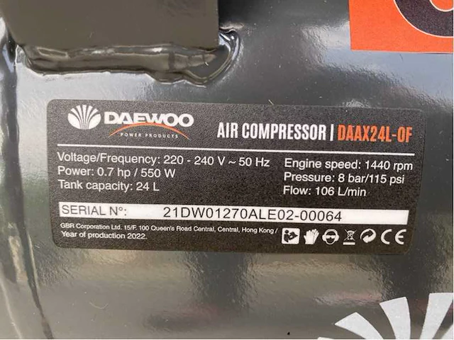 2024 daewoo daax24l-of olievrije compressor - afbeelding 7 van  7