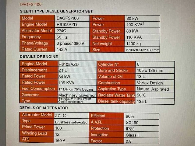 2024 daewoo dagfs-100 noodstroomaggregaat - afbeelding 19 van  20