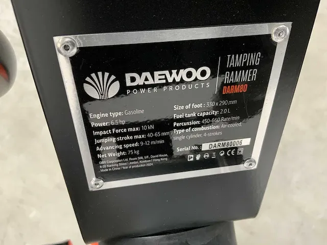 2024 daewoo darm80 - trilplaat - vibratie stamper 6.5pk - afbeelding 6 van  10