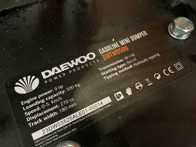 2024 daewoo dwfmd500 hydraulische dumper benzine - afbeelding 15 van  15