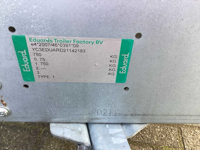 2024 eduard 1 ongeremde aanhanger 750kg. - afbeelding 7 van  7