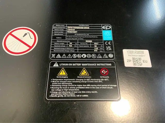 2024 ep li-ion accu pakket voor ep 252 x - forklift accessory - afbeelding 4 van  9