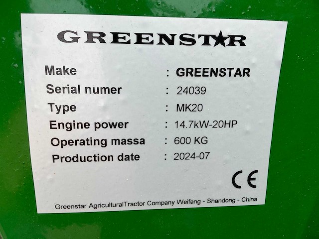 2024 greenstar mk20 minitractor - afbeelding 17 van  24