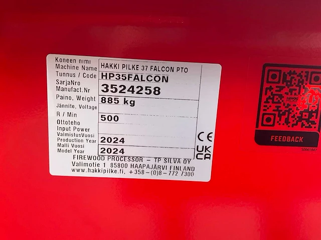 2024 hakki pilke falcon 37 zaag / kloofmachine - afbeelding 21 van  29