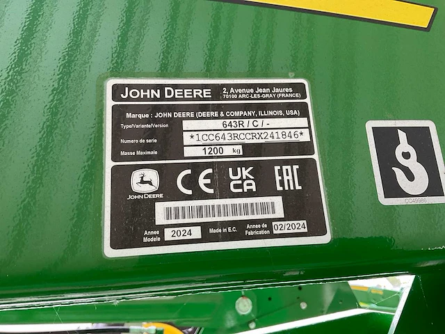 2024 john deere 643r / c / voorlader - afbeelding 7 van  7