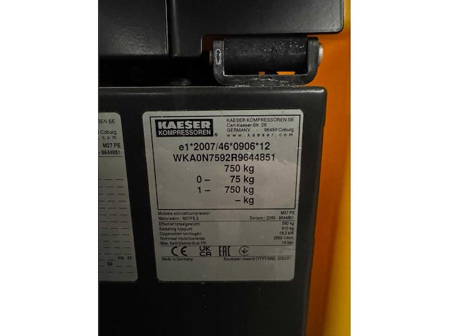 2024 kaeser m27 pe mobiele bouwcompressor 14 bar - afbeelding 4 van  12