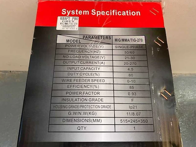 2024 kraft pro+ mig/mma/tig-270 lasmachine - afbeelding 8 van  8