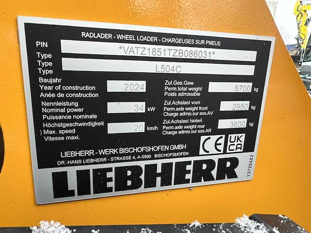 2024 liebherr l504 compact wiellader - afbeelding 3 van  11