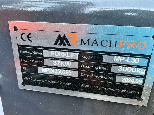 2024 machpro mp-l30 vorkheftruck - afbeelding 4 van  12