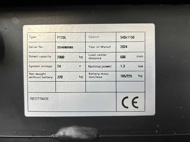 2024 noblelift pt20l elektrische palletwagen 2t - afbeelding 11 van  13