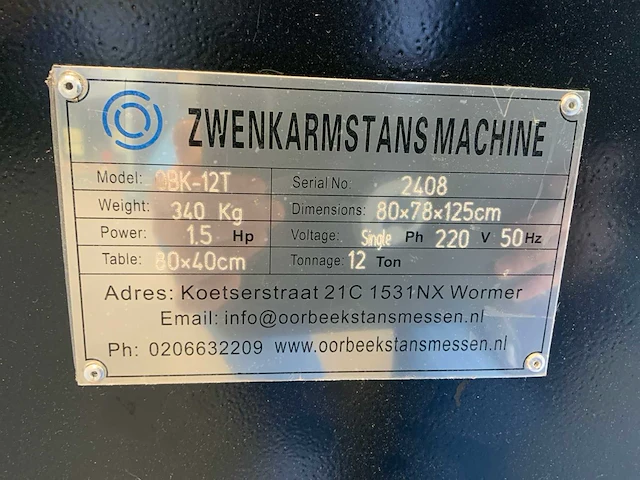 2024 obk 12 obk-12t zwenkarmstansmachine - afbeelding 10 van  18
