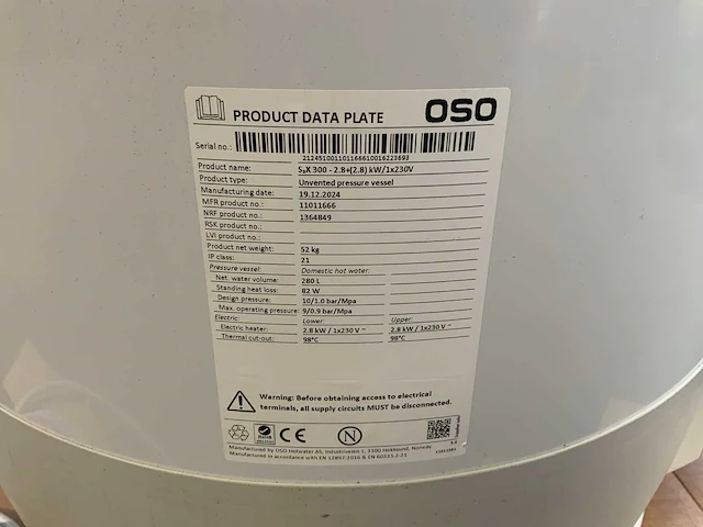 2024 oso s2x 300 warmwatertank - afbeelding 6 van  6