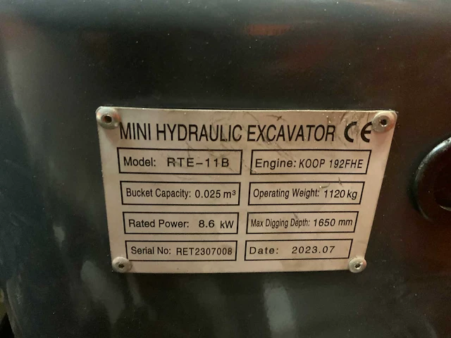 2024 rte 11b minigraafmachine 1100kg - afbeelding 10 van  18