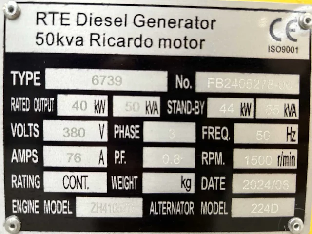 2024 rte 6739 diesel noodstroomaggregaat 50kva - afbeelding 35 van  41