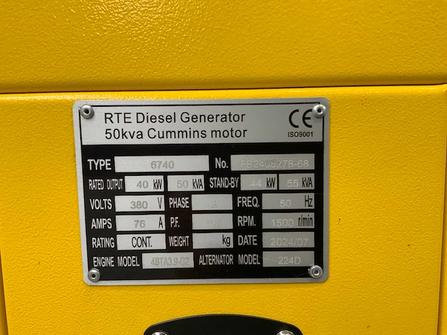 2024 rte 6740 cummins diesel generator 50kva - afbeelding 18 van  25