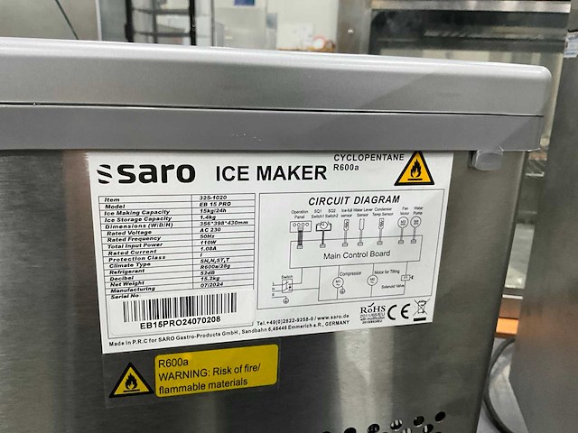 2024 saro eb 15 pro ijsblokjesmachine - afbeelding 5 van  5
